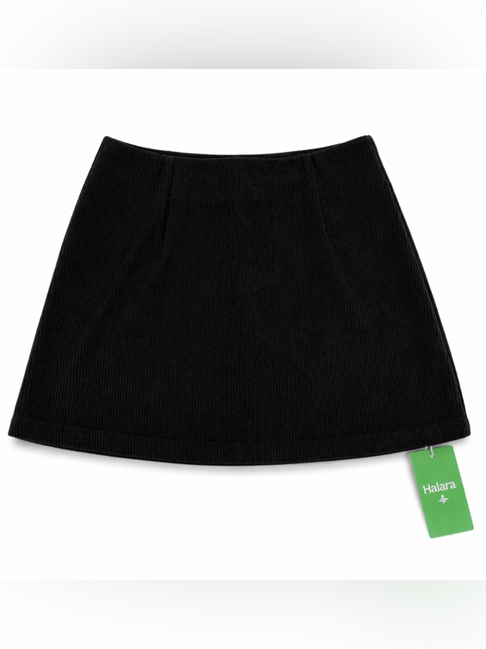 Halara High Waisted 2-in-1 A-Line Corduroy Mini Skirt Black NWT